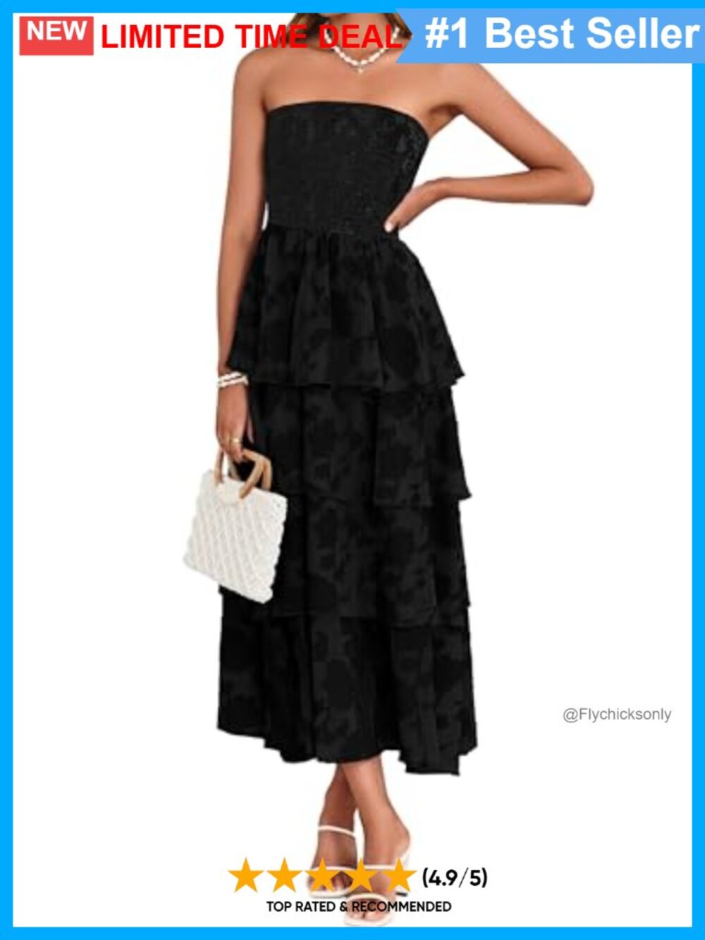 Boho Floral Maxi Dress Strapless Chiffon Wedding Guest